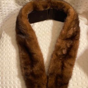 VINTAGE MINK FUR WRAB BROWN HAND SEWN  37 INCHES COLLAR